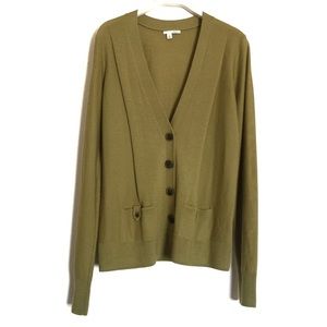 Halogen chartreuse Merino Wool Button Cardigan M